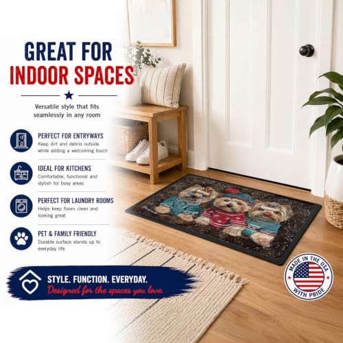 Yorkshire Terrier Christmas Doormat 18x27 Indoor Outdoor Rug with Elves - Caroline's Treasures