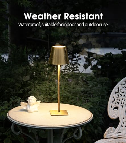 Brushed Gold 3-Pack Cordless Table Lamps with Touch Control & Dimming