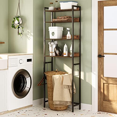 Rustic Brown 4-Tier Over Toilet Storage Rack - Space Saver Bathroom Organizer