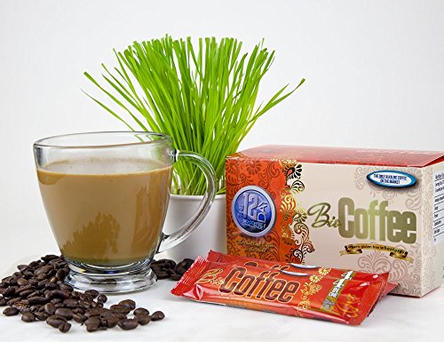 Organic Instant Alkaline Coffee with Wheatgrass - Caffeine-Free, 32 Sachets