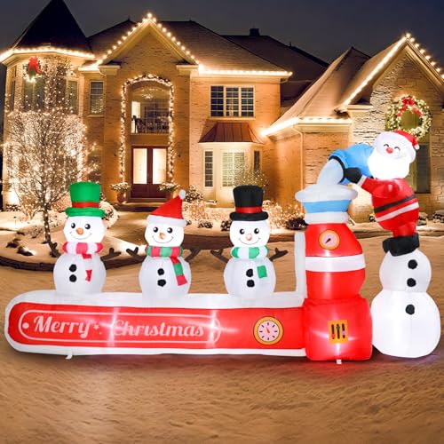 Vigdur 7FT Outdoor Christmas Inflatable Snowman & Santa Decor, Waterproof