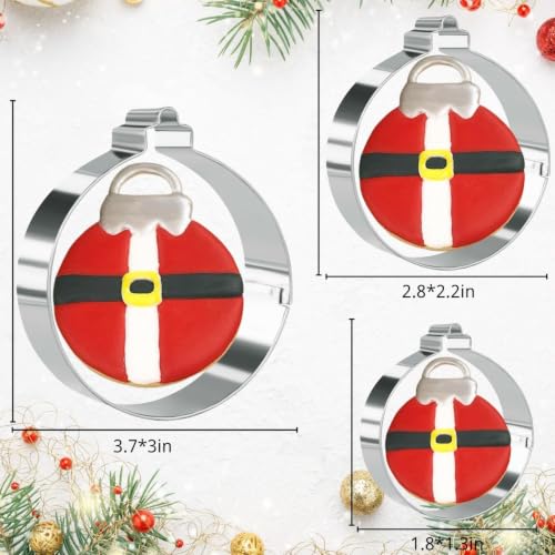 KAISHANE 3-Piece Christmas Cookie Cutter Set with Light & Ornament Shapes for Baking
