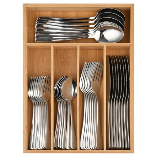 40 Piece Silverware Set with Drawer Organizer for 8, Heavy Duty