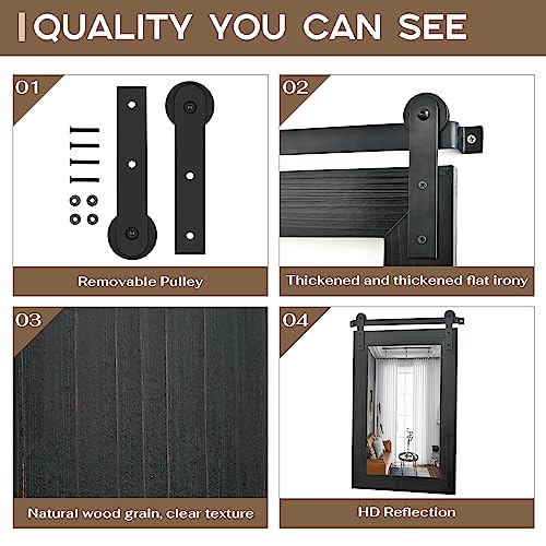 COGOOD Farmhouse Wall Mirror 30 x 22 Black Over Sink Rustic Industrial