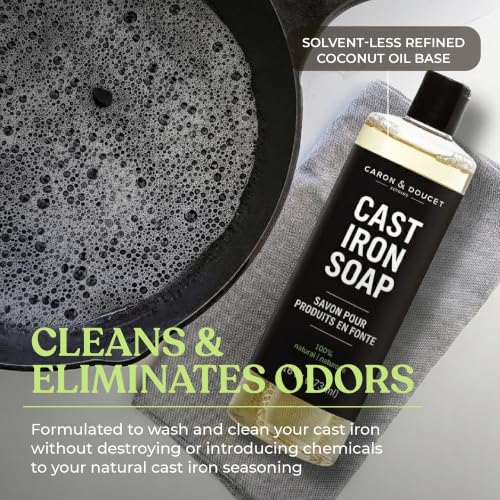 Cast Iron Restoring & Seasoning Kit - Includes Oil, Soap & Scrub - 2x 8oz & 1lb Variations