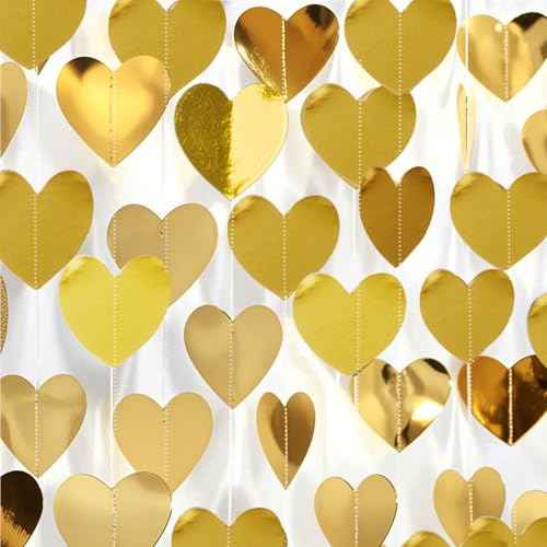 10pcs Gold Love Heart Hanging Garlands Decorations for Birthday Valentine¡¯s Day Wedding Party Graduation Bridal Shower Decorations (131ft in Total)