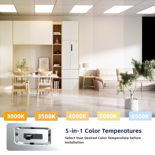 YPII 2Pack 2x4 LED Panel Light 5CCT Selectable Drop Ceiling Fixture