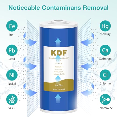 10 Inch x 4.5 Inch Whole House KDF & GAC Water Filter Cartridge - 2 Pack
