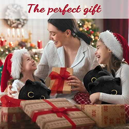3D Black Cat Plush Toy, 17.7" Black Cat Pillow, Animal Soft Plush Pillow Baby Plush Toy Cat Shape Design Cute Cat Waist Cushion, As Birthday, Halloween, Christmas Decoration