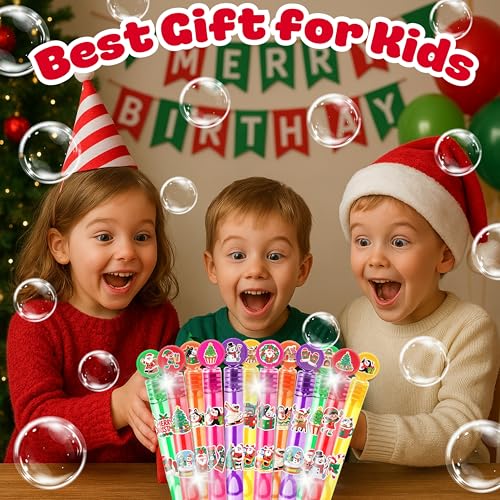 MDNHIO 24-Pack Christmas Bubble Wands Party Favors for Kids