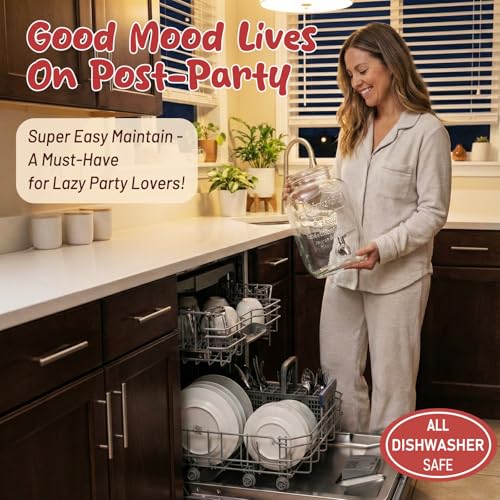2 Pack Glass Drink Dispensers 1 Gallon with Stainless Steel Spigot & Filter - Leakproof for Parties