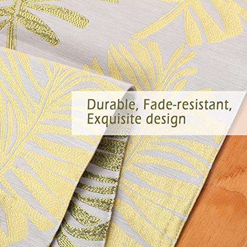 Yellow 12x94 inch Leaf Table Runner - Double-Sided Reversible Polyester Dining & Wedding Decor