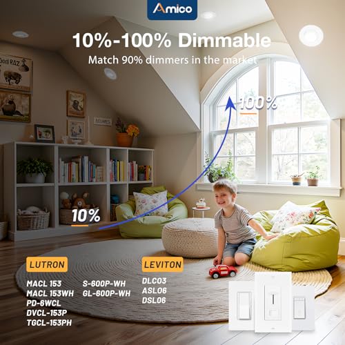 White 6-Inch Gimbal LED Recessed Ceiling Light 5CCT Adjustable Brightness