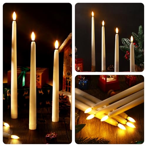40 Pcs Ivory Flameless Taper Candles LED Flickering Candlesticks for Weddings & Decor