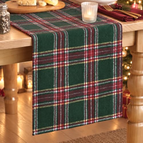 Artoid Mode 13x90 Inch Green Red Farmhouse Plaid Christmas Table Runner