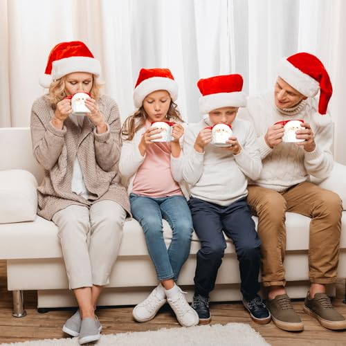 Sliner 6 Pcs Santa Mugs 11 oz Ceramic Christmas Coffee Cups - Red Set