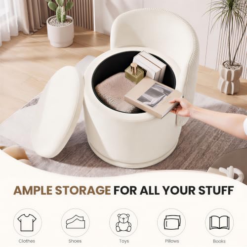 MALOL Beige 360° Swivel Velvet Vanity Chair with Hidden Storage - Set of 1