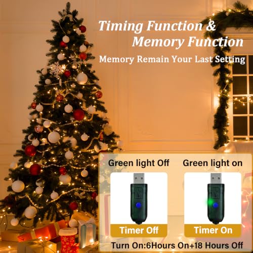 6.6Ft USB Plug Christmas Tree Lights 8-Line Warm White LED String Lights