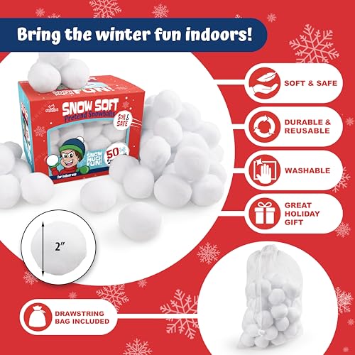 Narwhal Novelties 2" 50 Pcs Snowball for Kids Outdoor Winter Toy Games
