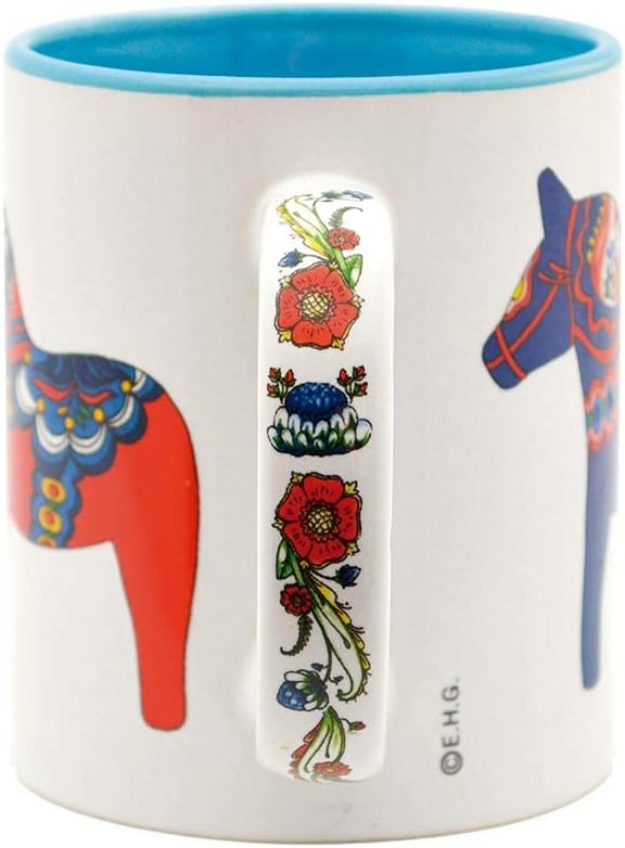 Swedish Dala Horse Ceramic Coffee Mug - 12 oz, Unique Christmas Gift, Premium Quality