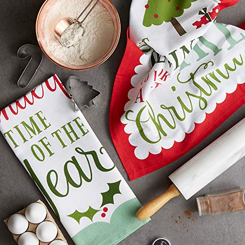 DII Holiday Kitchen Towel Set 18x28 Inches, Christmas Sayings, Pack of 2