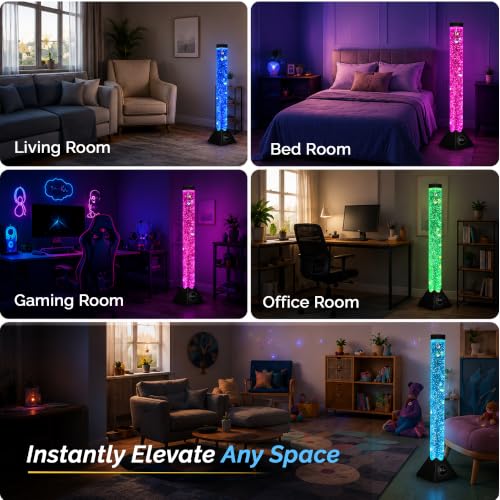 4FT Sensory Water Bubble Tube Floor Lamp - 16 Color Changing Aquarium Light Without Bracket