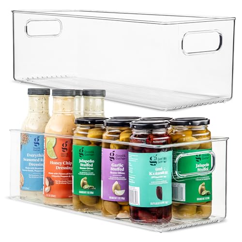 Plastic Food Storage Containers 2 Pack - Clear Bin with Handles, 16x6x5 Inches - Variation 2 / 16x6x5