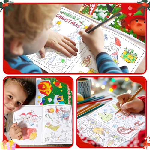 90shine Christmas Coloring Books 100pcs – 5.1 x 7.1in Stockings Goodie Bags Kit