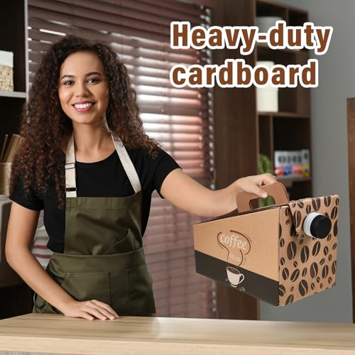 Dandat 30 Pack Coffee To Go Dispenser Box 96 oz with Handle & Leak-Proof Lid