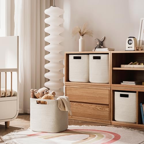 Beige Cotton Rope Storage Cubes Set of 4 - 13 x 13 x 13 Inches