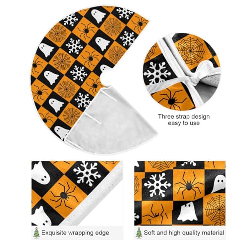 BOENLE A0021 Large 48in Halloween Ghost Snowflake Spider Web Christmas Tree Skirt Burlap