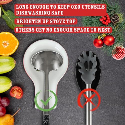 Christmas Tree Spoon Rest for Stove - Ceramic Spoon Holder by HAPPY KIT (Tree Variant)