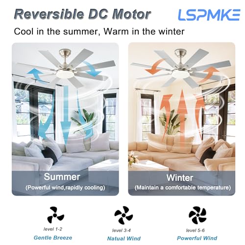 52 Inch Nickel Ceiling Fan with Light & Remote Control - Indoor/Outdoor