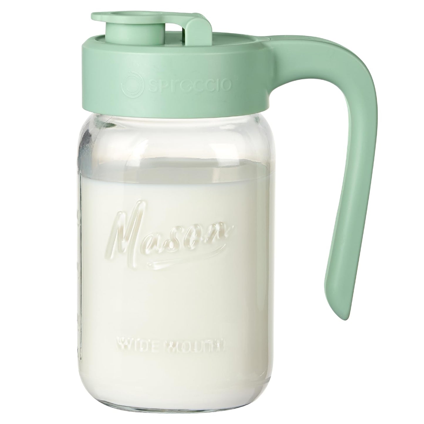 Spreccio 32 oz Glass Pitcher with Lid, 1 Quart Mason Jar Pitcher with Lid Airtight, Breast Milk Storage for Fridge, Ideal for Cold Brew Coffee, Iced Tea, Sun Tea, Juices