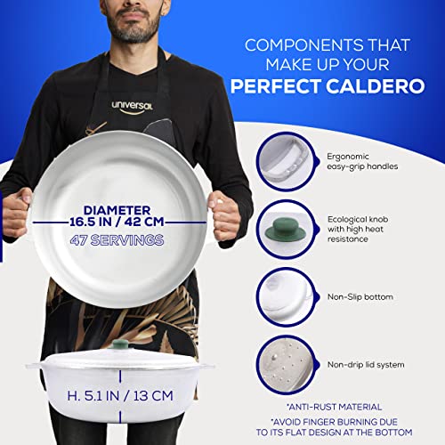 Universal 17 Quarts Caldero Pot with Lid for Large-Batch Cooking, Cast Aluminum