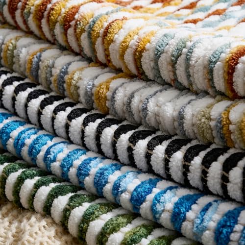 Set of 2 Boho Chenille Pillow Covers 18x18 Inches Brown - Decorative Cushions