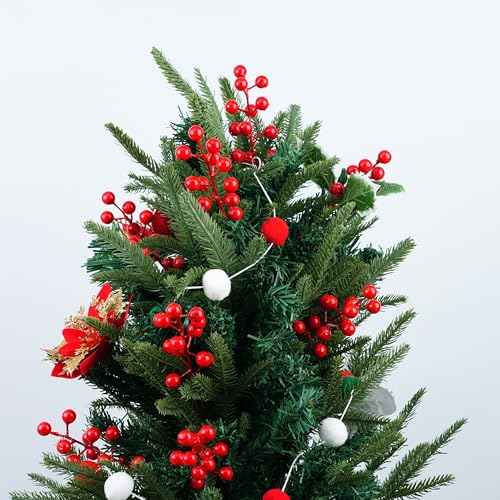 Artificial Red Berry Picks, Holiday Christmas Winter Decorative Stems, 24 Pieces