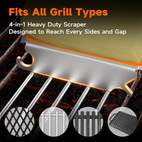 Bristle-Free Grill Brush with Steam & Kevlar Head - BBQ Cleaner, Orange (Variation of THIS listing)