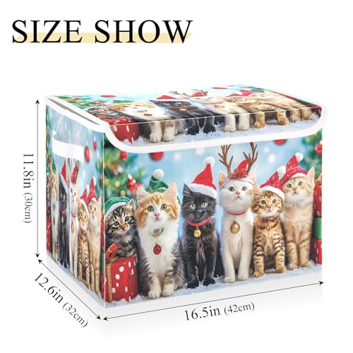 senya Christmas Baskets Collapsible Storage Bins with Lids, Cat A