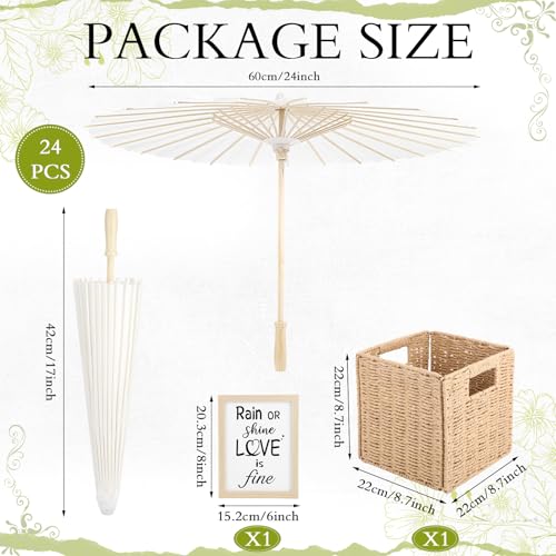 23.6 Inch White Paper Umbrellas Wedding Parasols Bulk (24 Pack) - HIYZI
