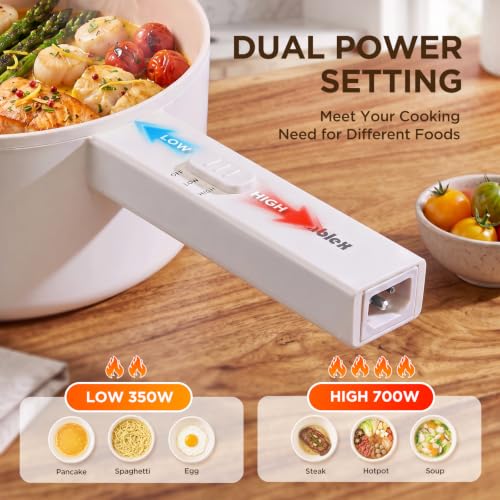 2L Electric Hot Pot Non-Stick Cooking Pan - Compact White Multi-Functional Appliance