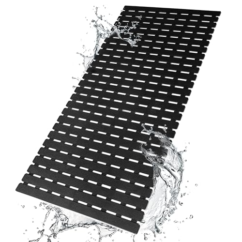 Non Slip Shower Mat 37.4 x 15.7 Inches Black Bath Mat for Tub Safety