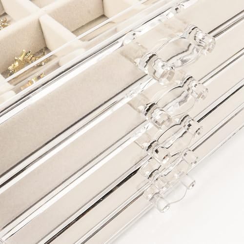 GUOER Acrylic Earring Organizer Jewelry Box 5 Drawers Warm White