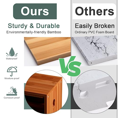 AmazerBath Bamboo Toilet Paper Holder with Storage - Brown, Small Bathroom Cabinet
