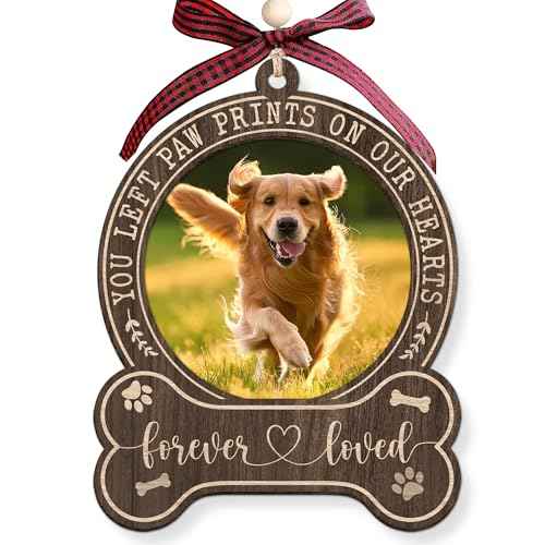 Dog Photo Frame Memorial Christmas Ornaments 2025 - Forever in Our Hearts, Remembrance, in Memory Gifts for Loss of Dog - Pet Loss, Pet Sympathy Personalized Picture Ornaments for Christmas Tree
