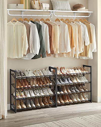 Ink Black 8-Tier Metal Shoe Rack - Holds 32-40 Pairs, Adjustable & Stackable