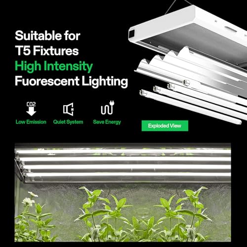 VIVOSUN T5 Grow Light Bulbs 2 Feet 24W 6500K HO for Indoor Plants - 5 Pack