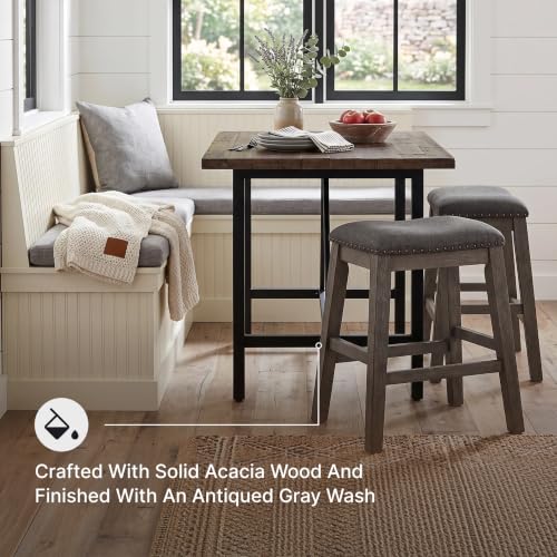 Gray Counter Height Stools Set of 2 - Backless Dining Bar Stools
