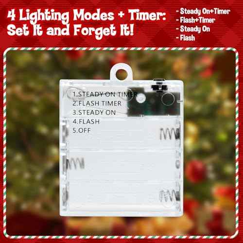 Christmas String Lights, Christmas Tree Santa Claus Snowflake Lights with Timer Twinkling Indoor Battery Operated 9.8ft 30LED Christmas Decorations for Home Decor Indoor Party Holiday 3 Packs