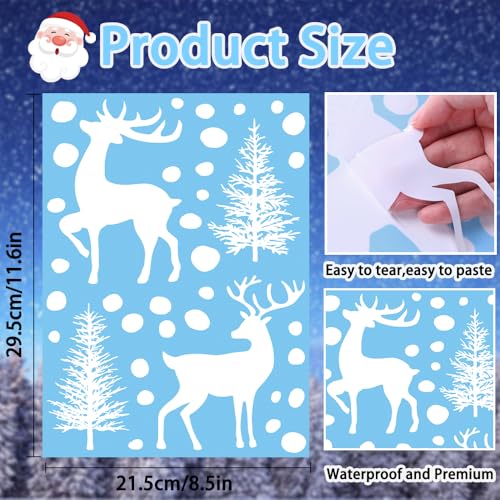 DIYDEC 8 Sheets Christmas Window Clings Snowy Christmas Forest Trees Window Decals Double-Sided Winter Window Stickers Decorations for Xmas Holiday Home Party Glass